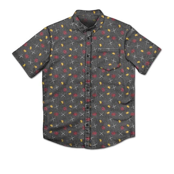 Marvel Deadpool Taco Party Woven Men’s Grey Button-Up - Size M EUC - Picture 2 of 11